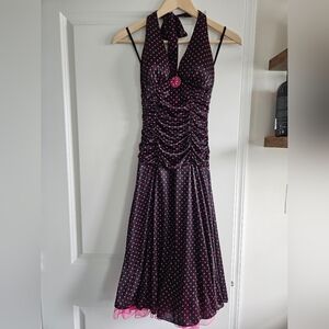 Ruby Rox | Dresses | Black And Pink Polka Dot Halter Dress | Poshmark